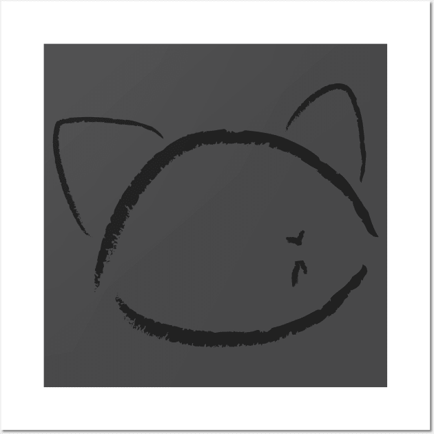 Minimal Brush Cat Head Wall Art by nighttideco